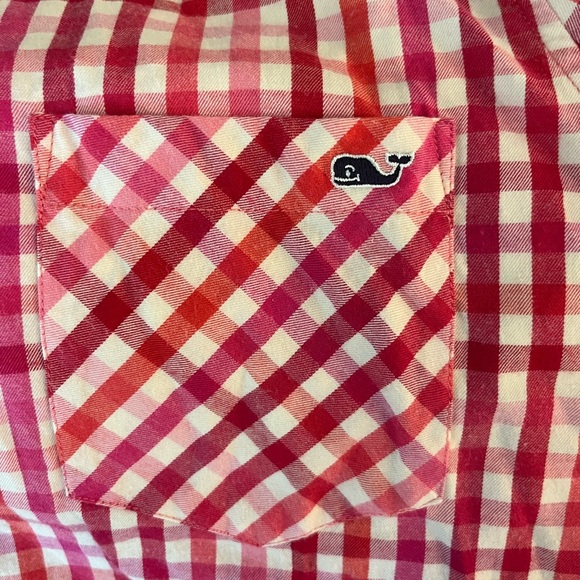 Vineyard Vines Cashmere Cotton Pink Candy Cane Gingham Button Up Shirt Top sz 10 - Picture 5 of 7